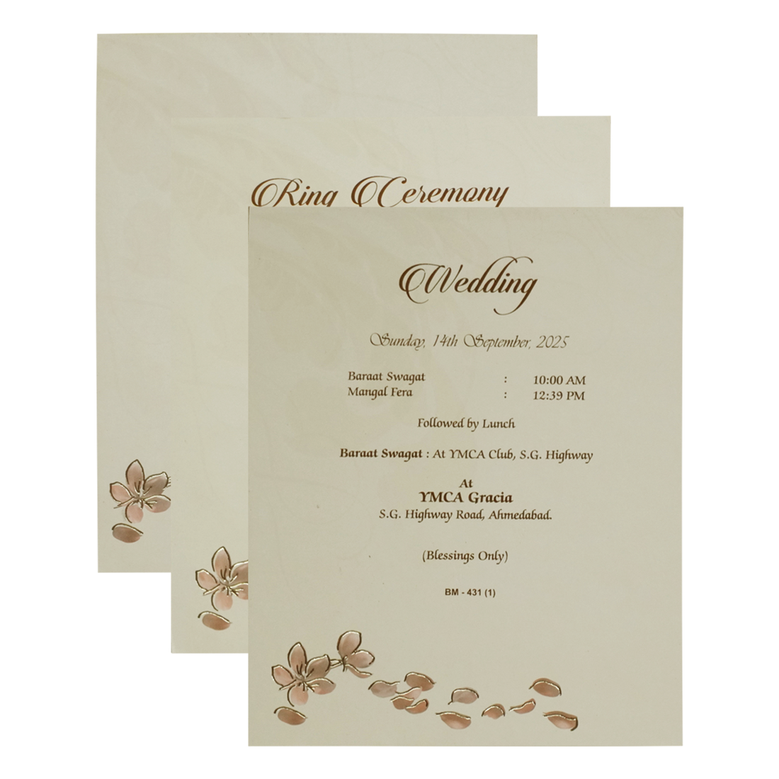 Beige Royal Floral Wedding Card Design-King of Cards