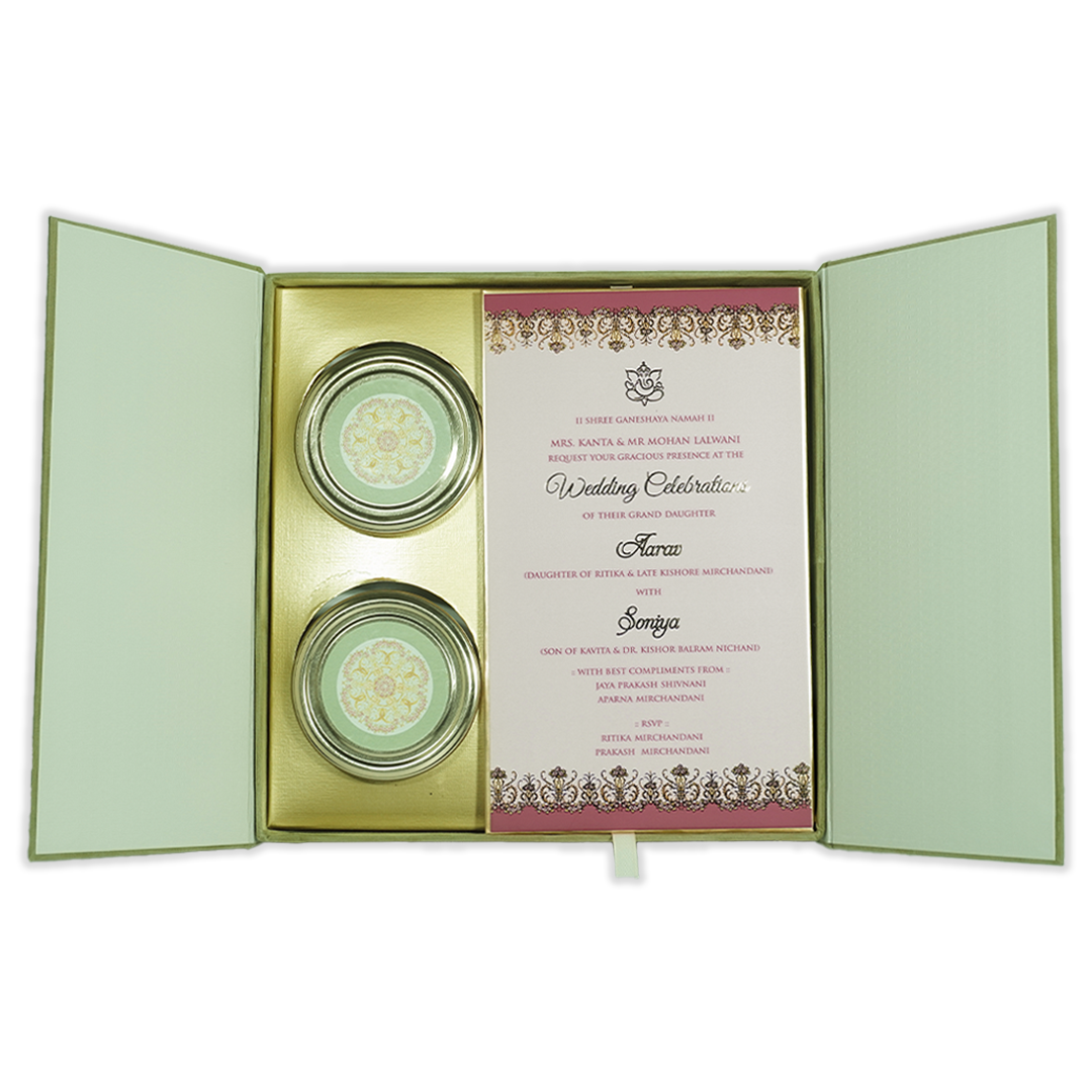 Buy Green Emblem Wedding Invitation Box