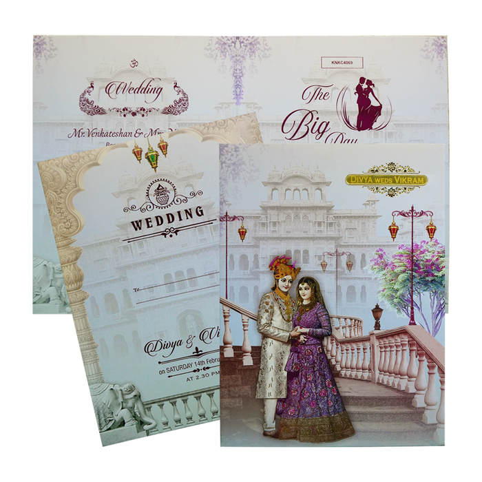 Light Blue Bride Groom Invitation Card-King of Cards