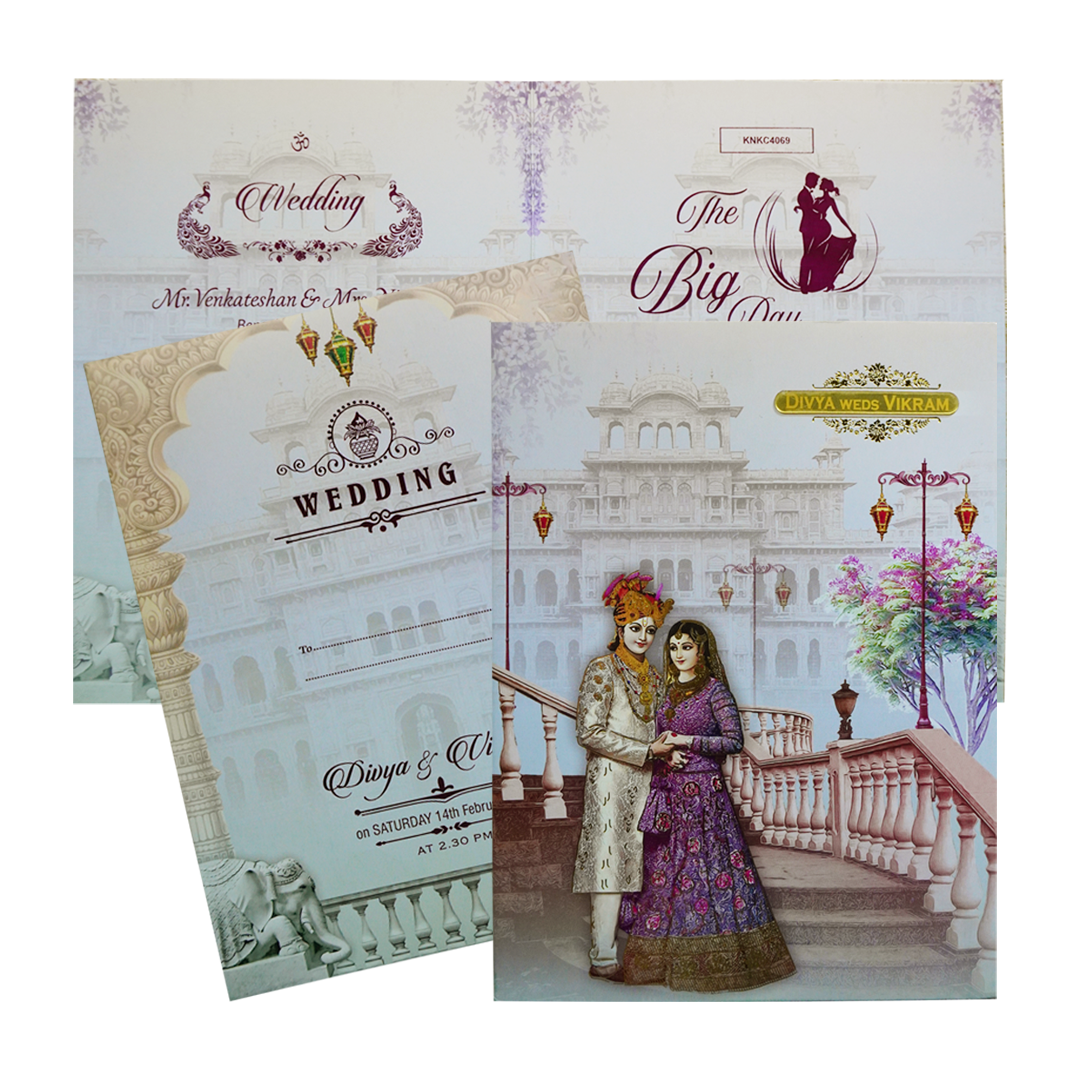 Light Blue Bride Groom Invitation Card-King of Cards