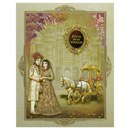 Olive Green Bride Groom Box Wedding Invitation-KNKN6313