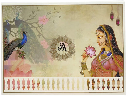 White Peacock Traditional Wedding Card-King of Cards