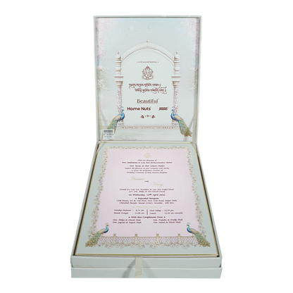 White Floral Arch Wedding Invitation Box-KMMEX8290