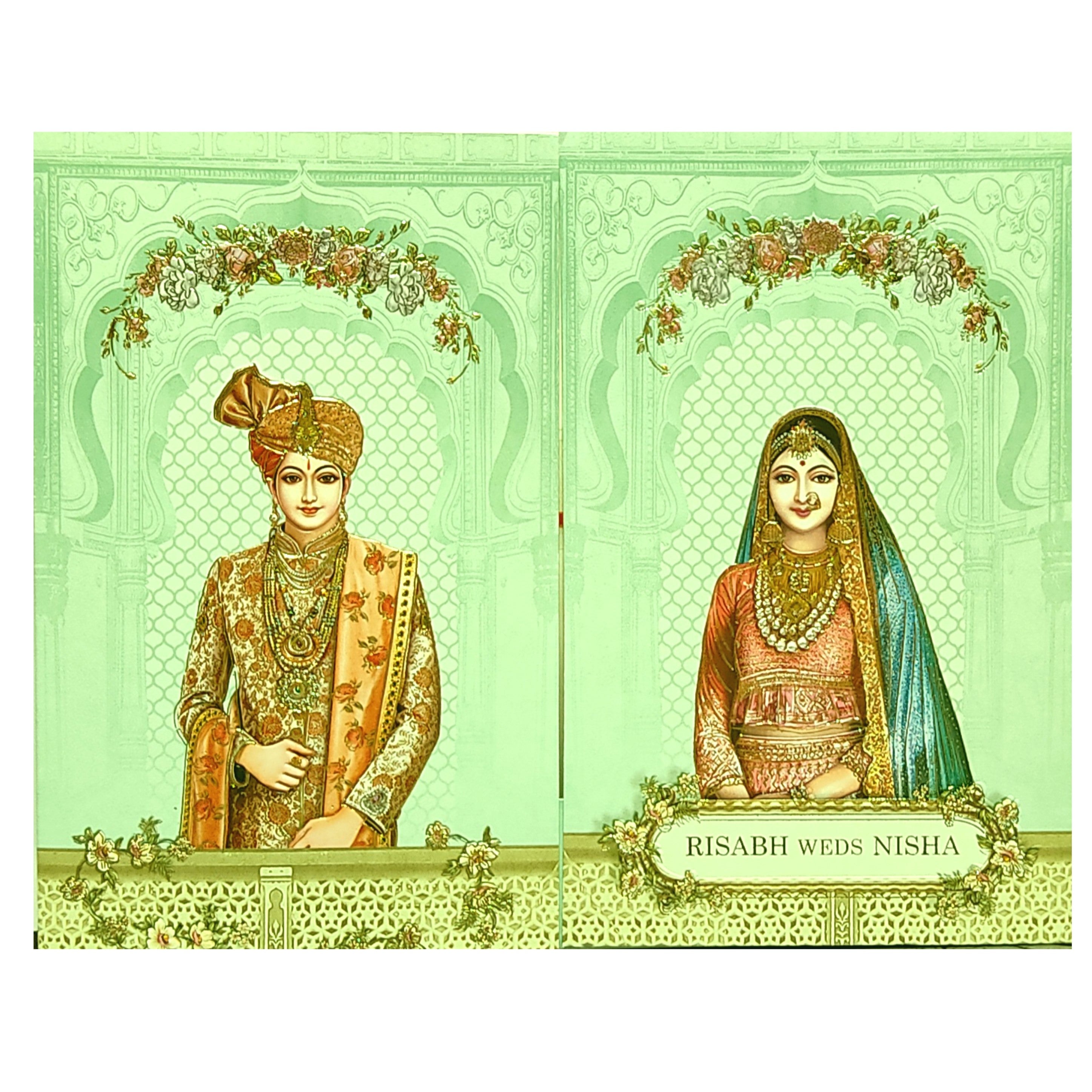 Mint Green Door open Invitation-King of Cards