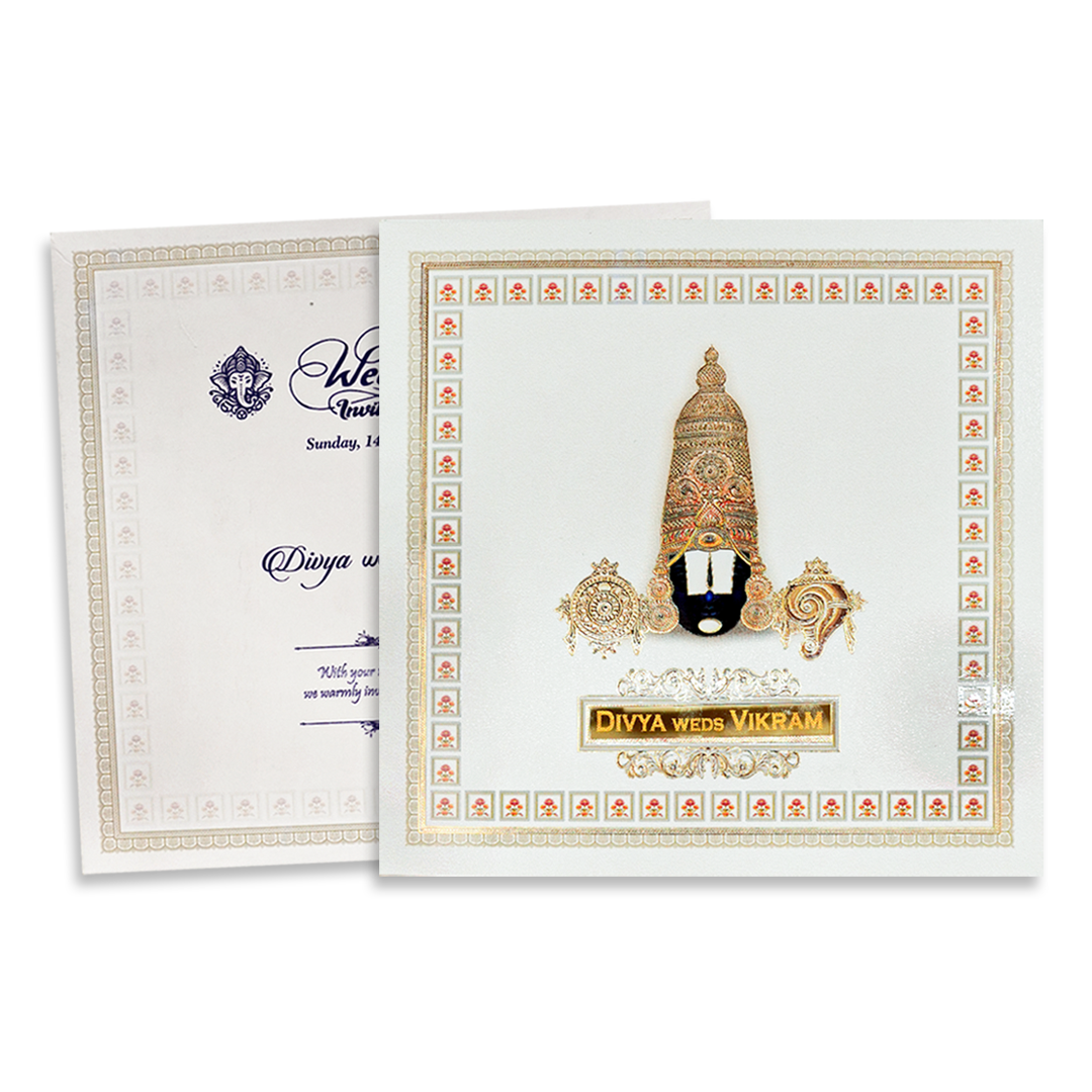 White Balaji Traditional Wedding Card-KNKD8110