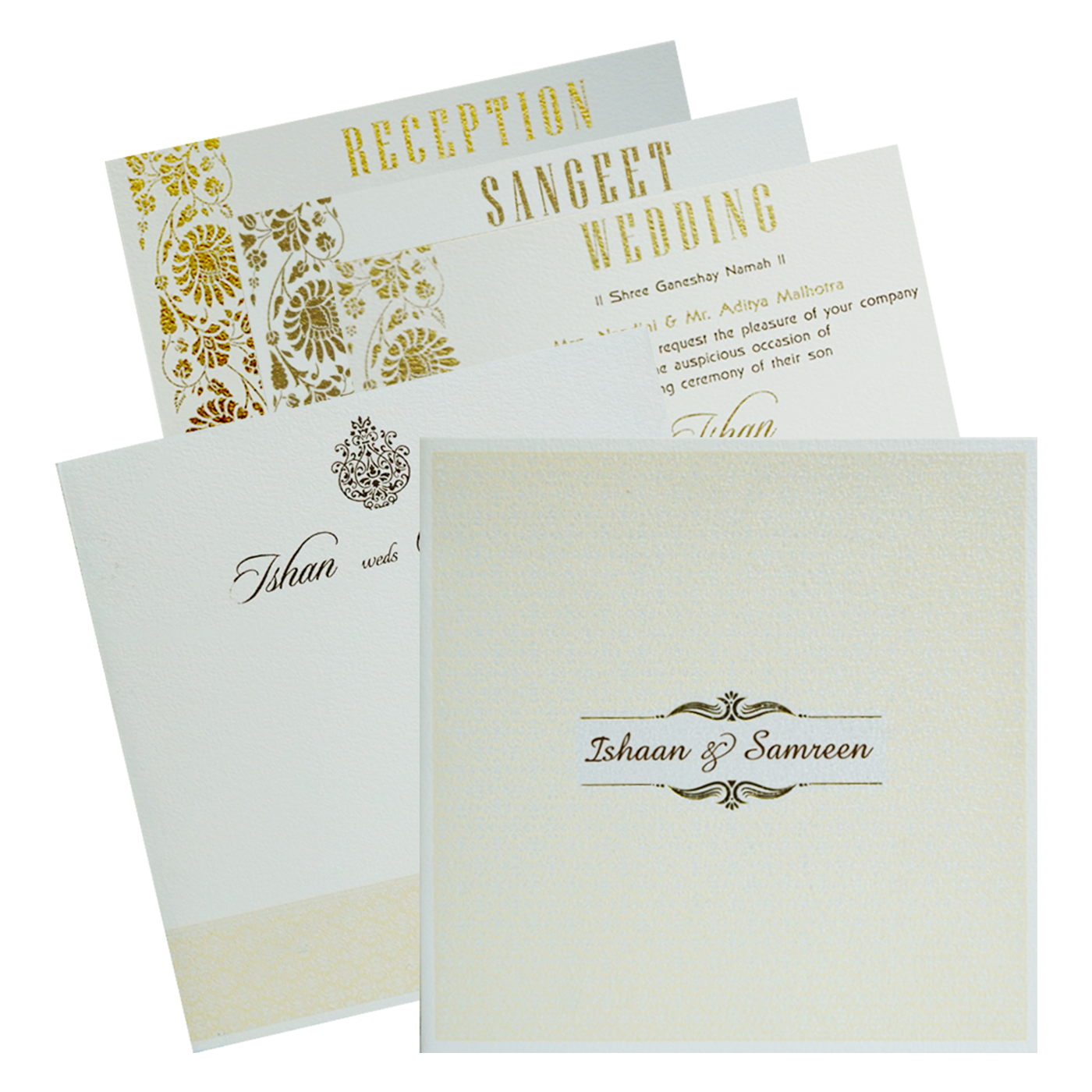 White Pattern Box Wedding Card-KRC30810