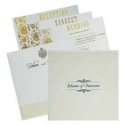 White Pattern Box Wedding Card-KRC30810
