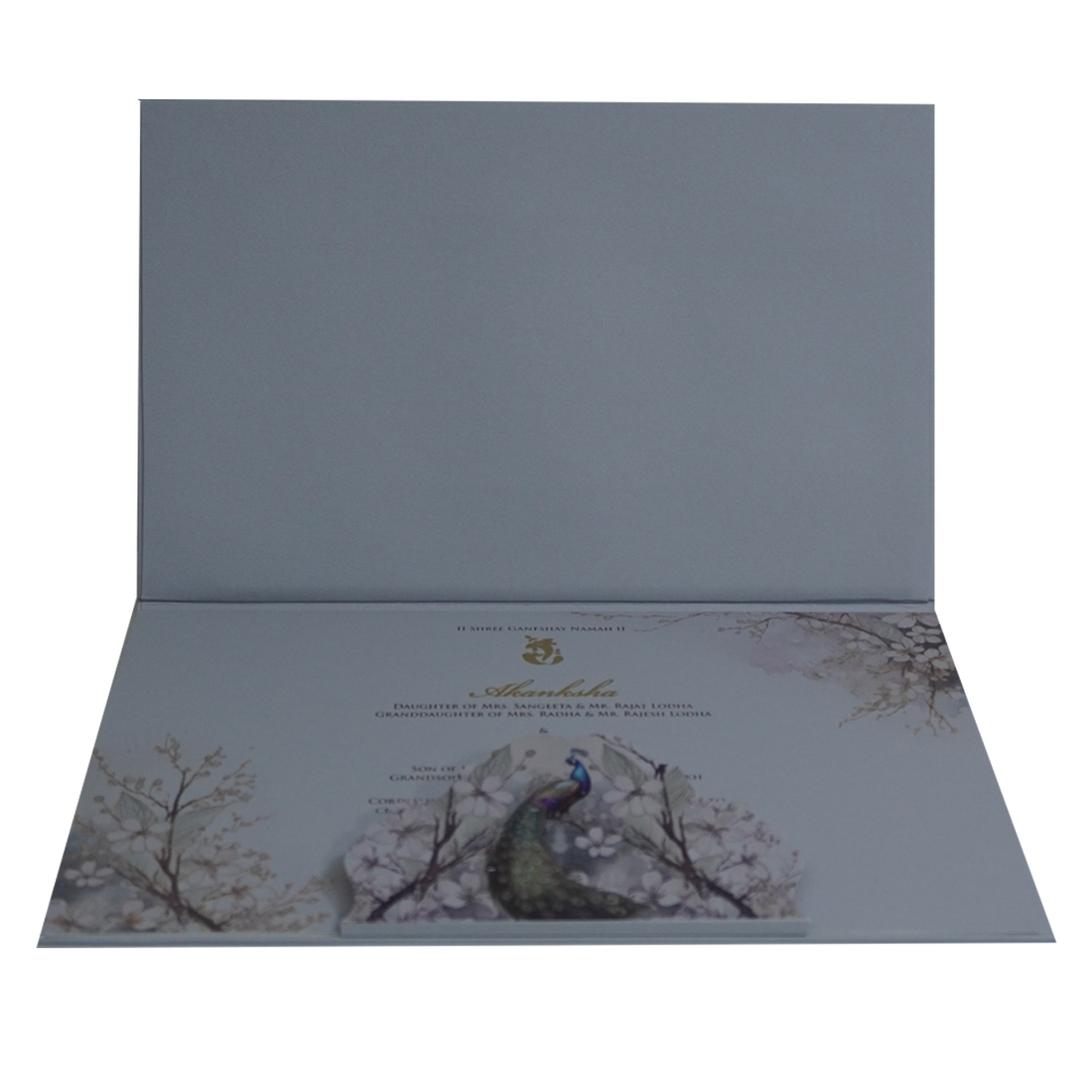 Grey Padded Marriage Invitation Card-King of Cards