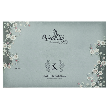 Buy Blue Floral Padded Wedding Card
