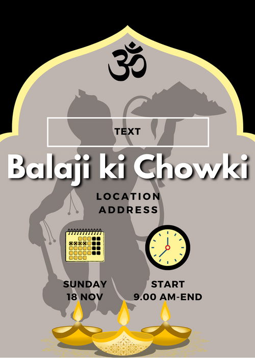 Grey Diya Balaji Chowki Invitation-AABCI005