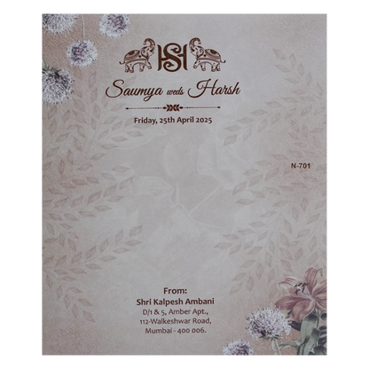 Light Rosy Brown Floral Invitation Card-King of Cards