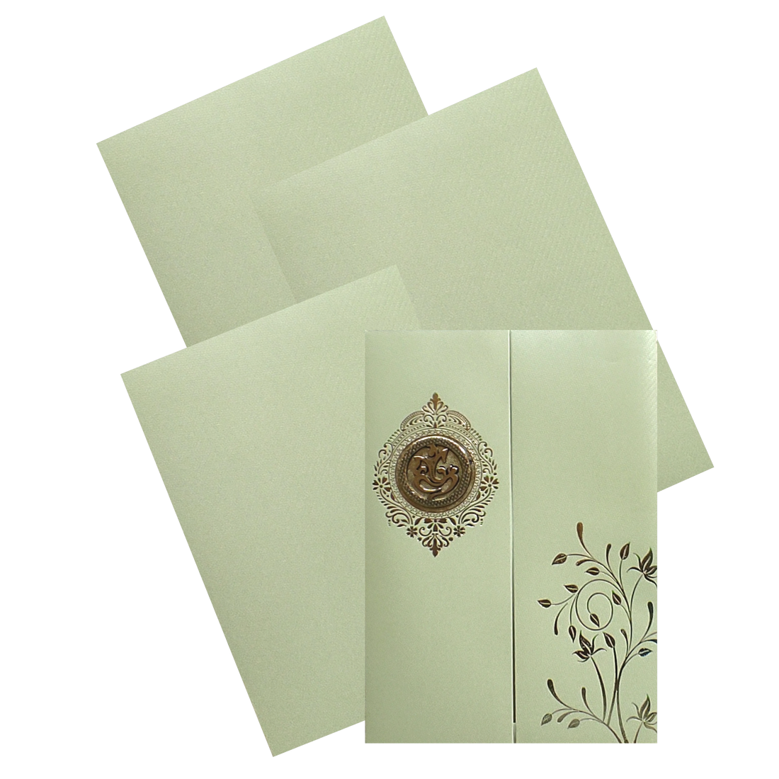 Olive Green Door texture Sheet Wedding Card-KNKTGN029