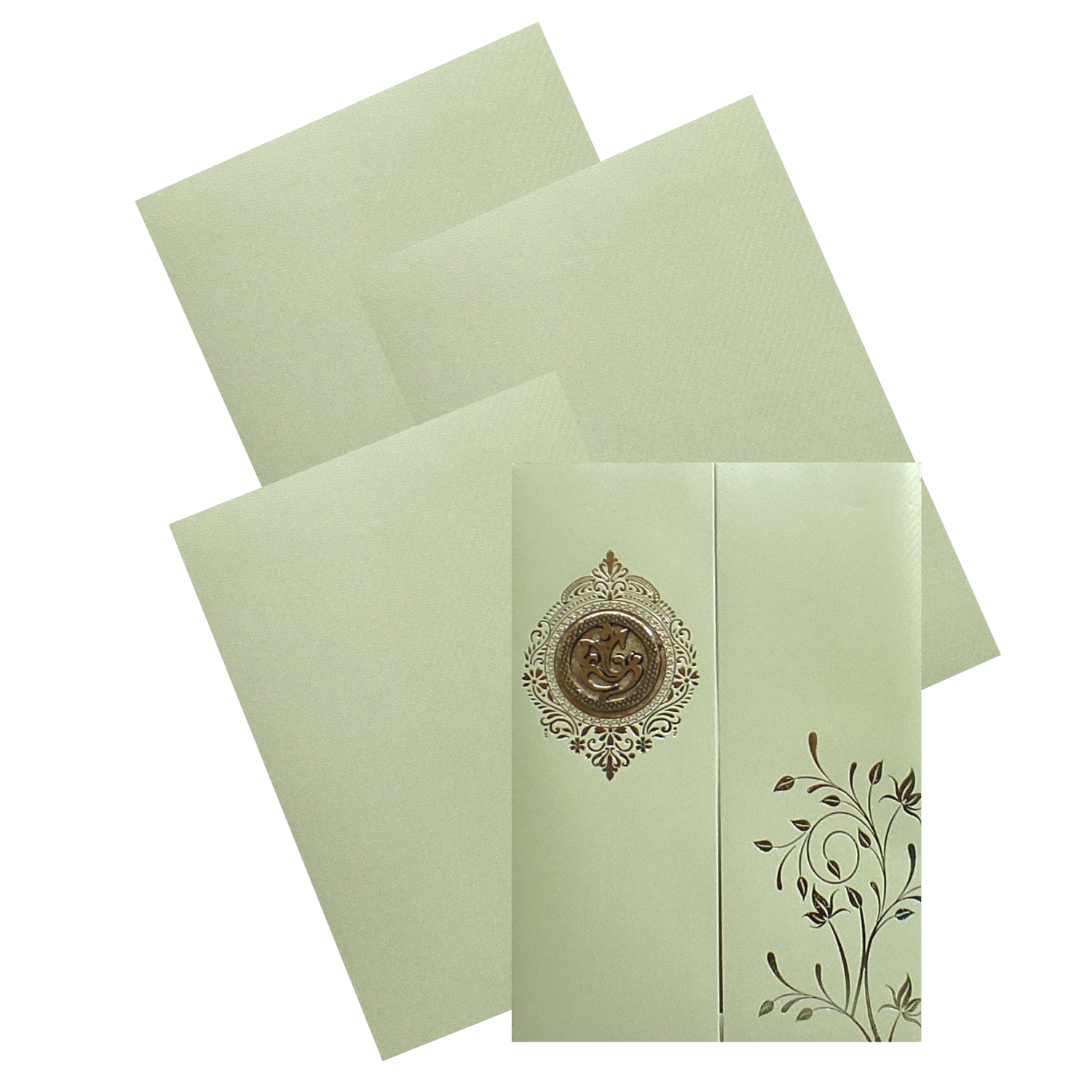 Olive Green Door texture Sheet Wedding Card-KNKTGN029