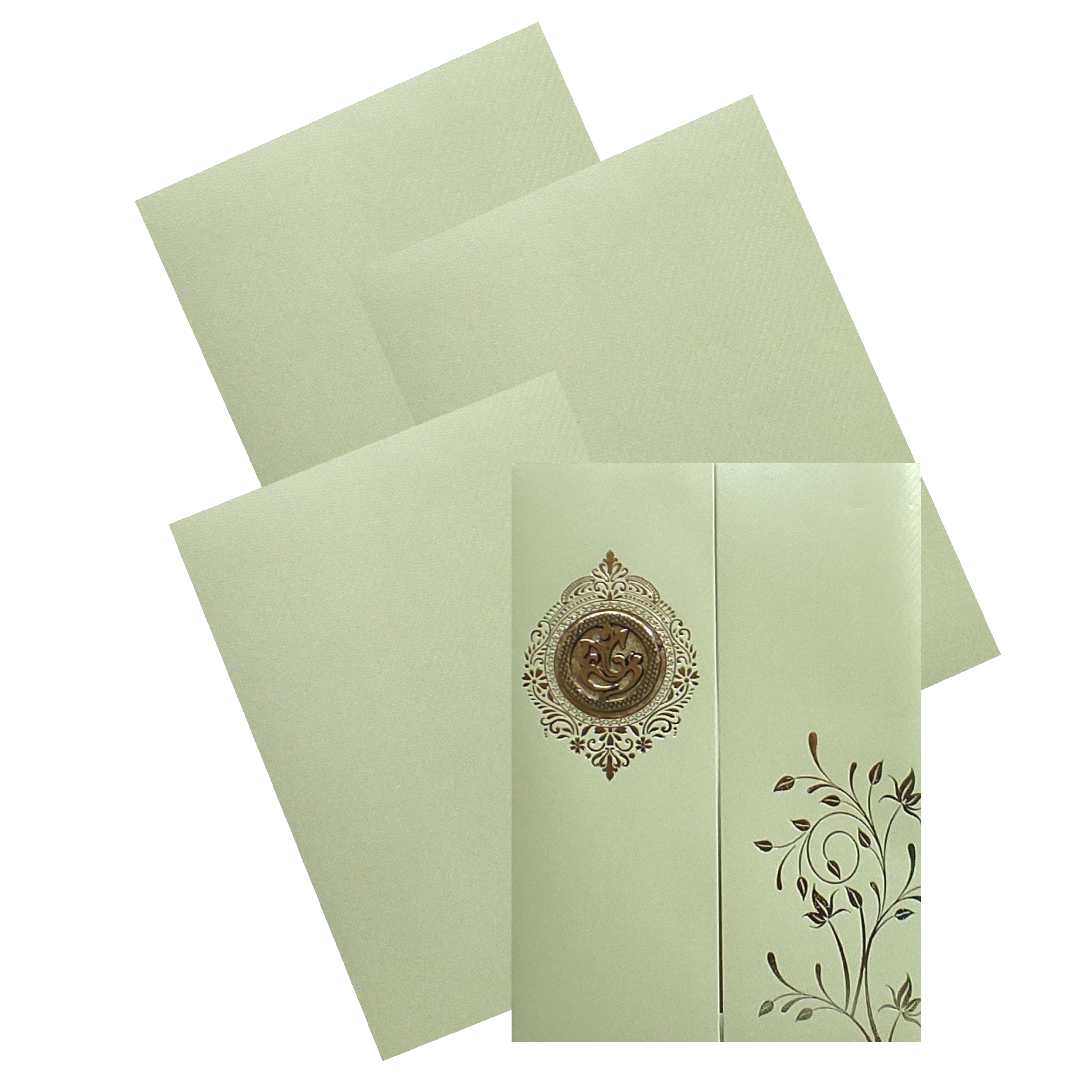 Olive Green Door texture Sheet Wedding Card-KNKTGN029