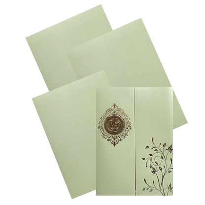 Olive Green Door texture Sheet Wedding Card-KNKTGN029