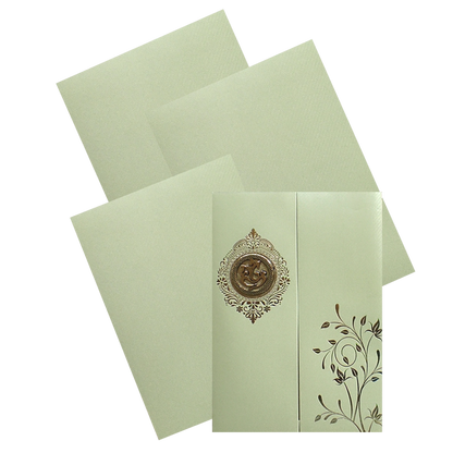 Olive Green Door texture Sheet Wedding Card-King of Cards