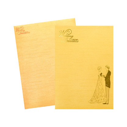 Yellow Western Couple Wedding Card-KNKR035G