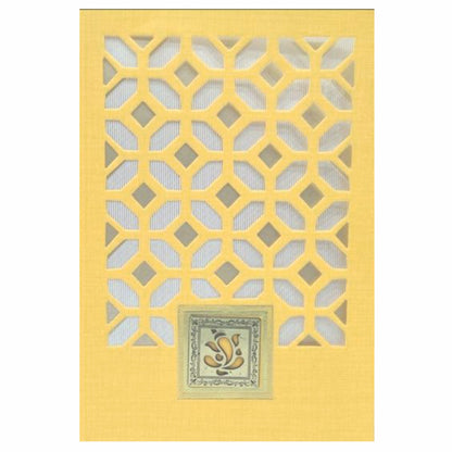 Bright Orange Shading With Ganesha Theme Bag Type Wedding Card-KNCA203O