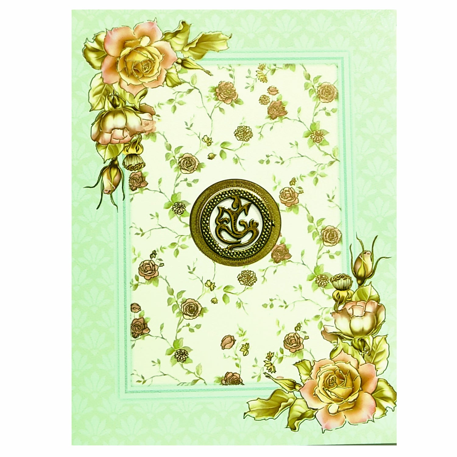 Pista Green Floral Ganesha Invitation Card-King of Cards