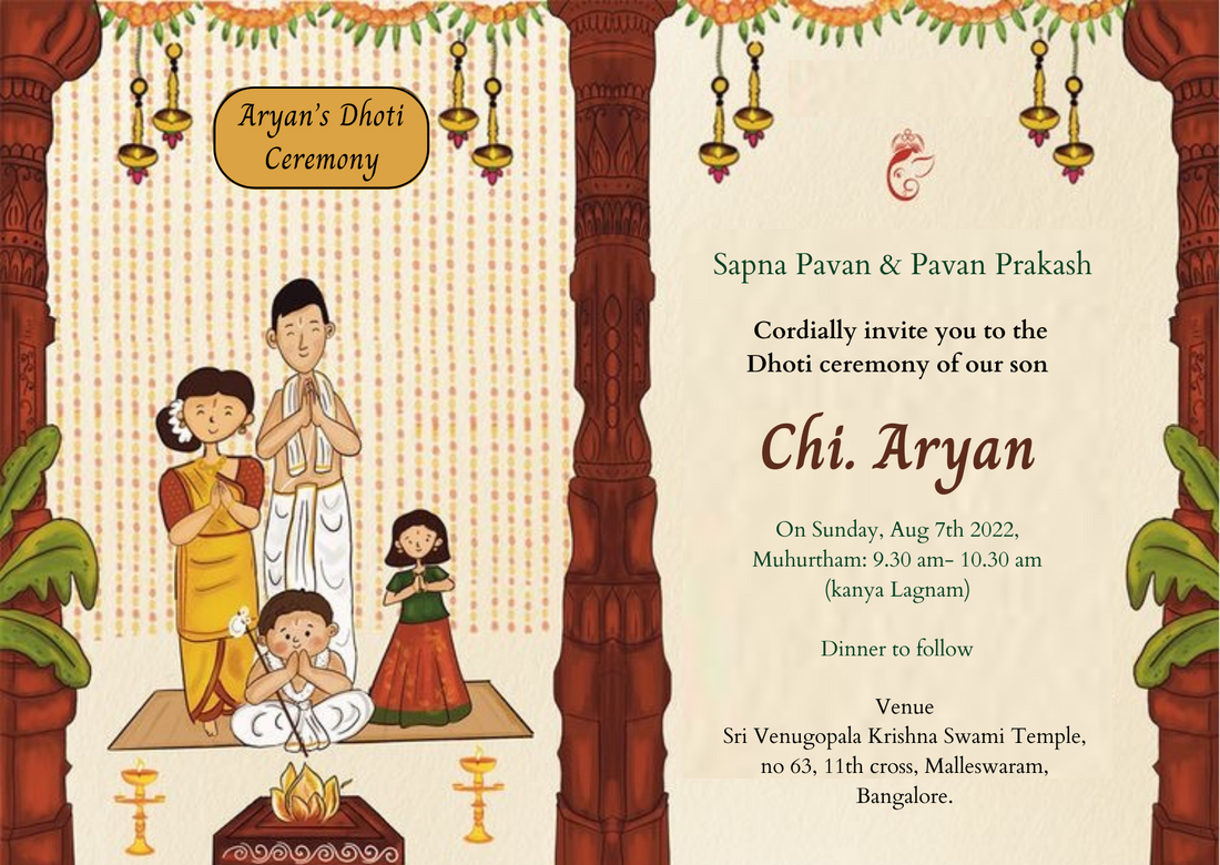 Colorful Family Dhoti Ceremony Invitation-AADCI001