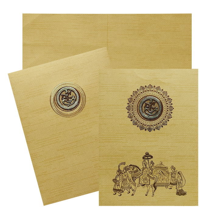 Gold Ganesha Cut Wedding Invitation Card-King of Cards