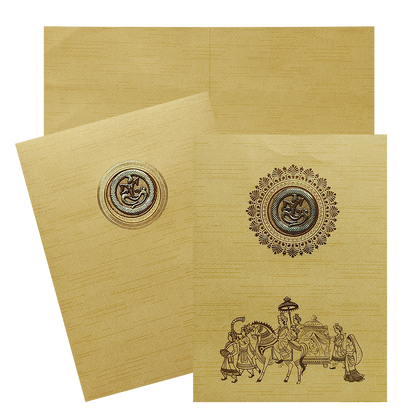 Cream Ganesha Cut Marriage Card-King of Cards