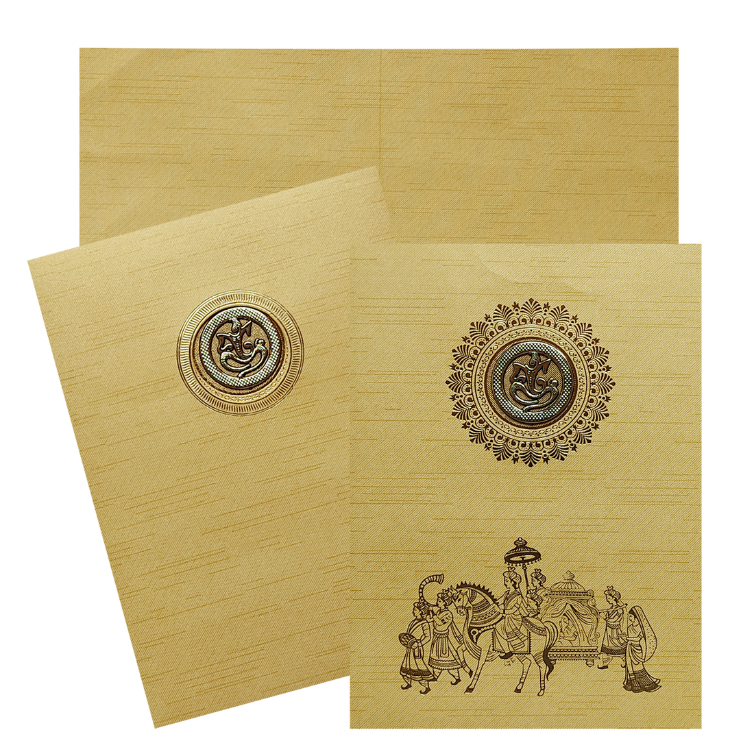 Cream Ganesha Cut Marriage Card-King of Cards