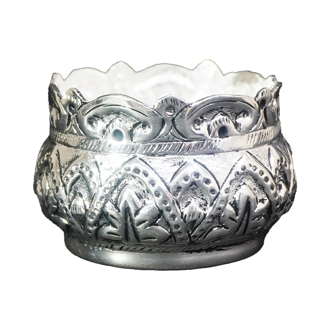 Ornate Silver-Plated Pooja Bowl-King of Cards