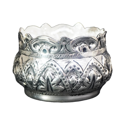 Ornate Silver-Plated Pooja Bowl-King of Cards