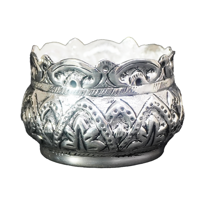 Ornate Silver-Plated Pooja Bowl-King of Cards
