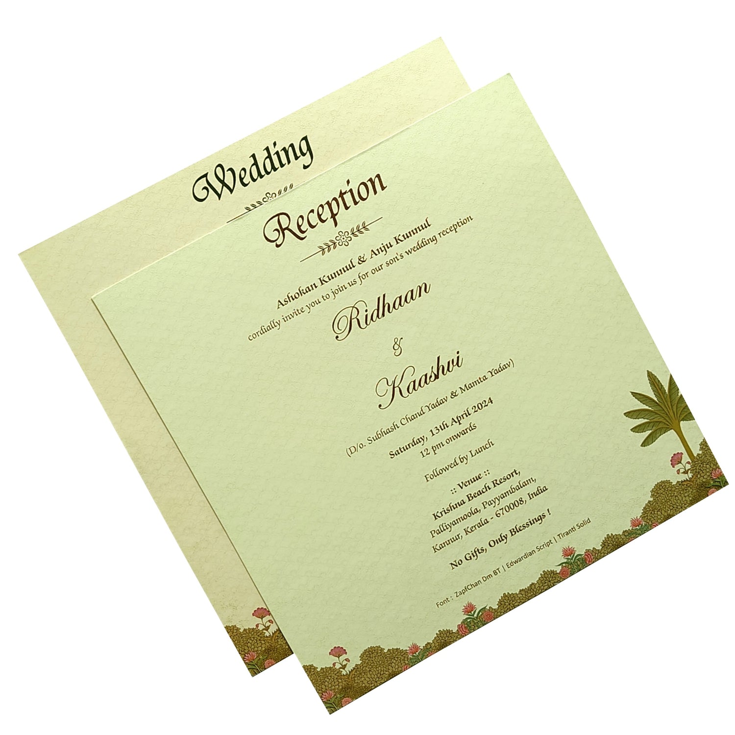 Beige Light Green Invitation Card-KRC29990