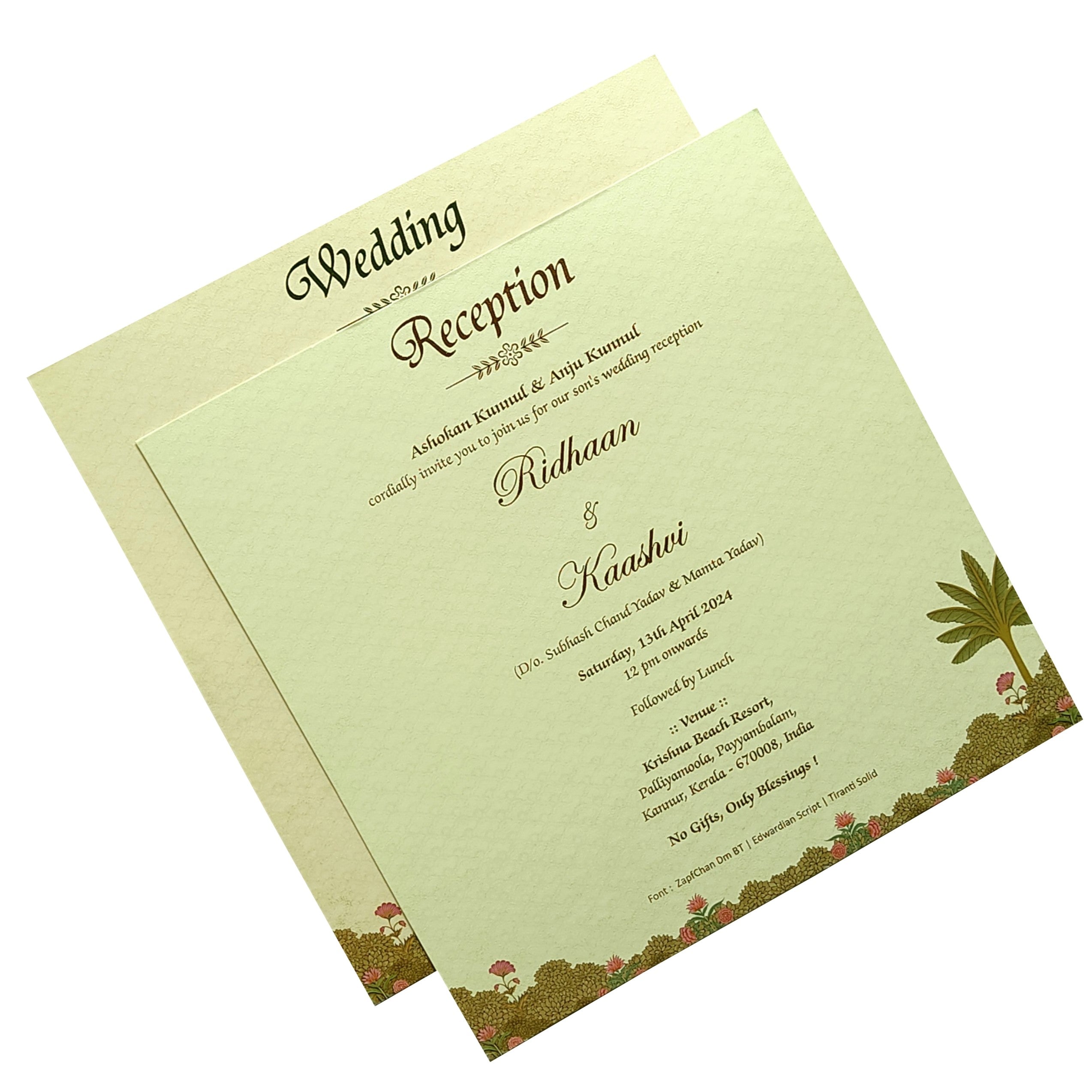 Beige Light Green Invitation Card-KRC29990