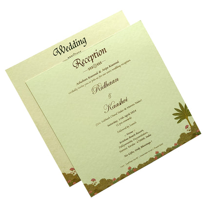 Beige Light Green Invitation Card-KRC29990