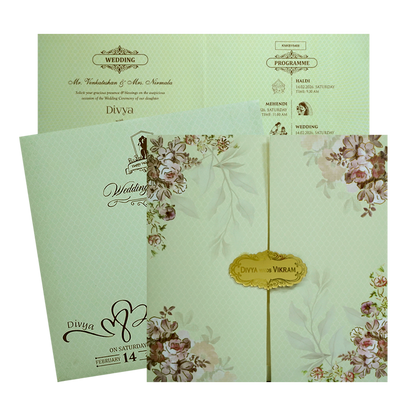 Pista Green Floral Design In Door Opening Pattern-KNKBY5408-King of Cards