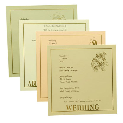 Cream Padded Nameplate Invitation Card-King of Cards