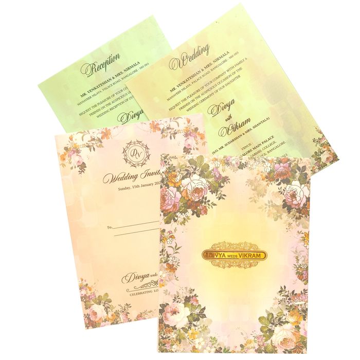 Pink Padded Stiff Board Floral Card In Offset-KNPO1504P-King of Cards