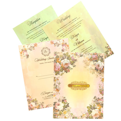 Pink Padded Stiff Board Floral Card In Offset-KNPO1504P-King of Cards