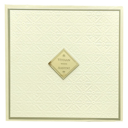 White Embossed Padded Invitation Card-King of Cards