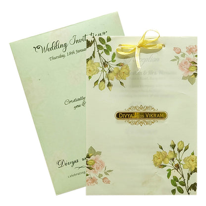 Green Floral Nameplate Invitation Card-King of Cards