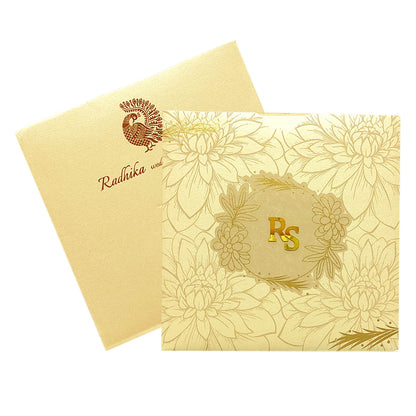 Cream Floral Nameplate Invitation Card-KRC29502