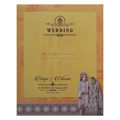 Orange Bride Groom Invitation Card-King of Cards