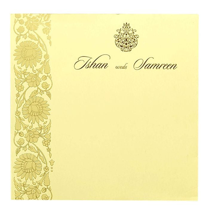 Cream Floral Nameplate Invitation Card-King of Cards