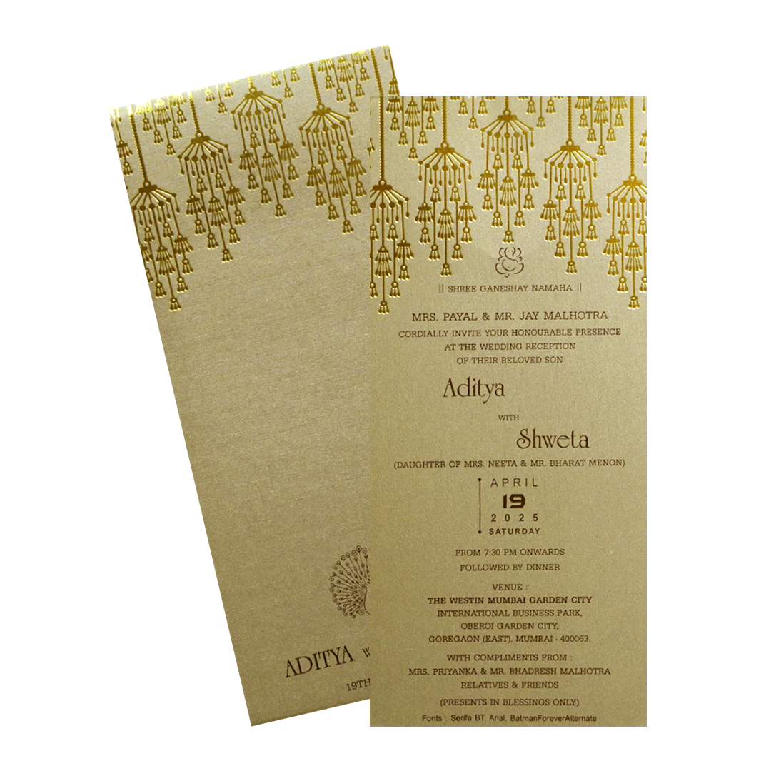 Metallic Light Brown Single Invitation-King of Cards