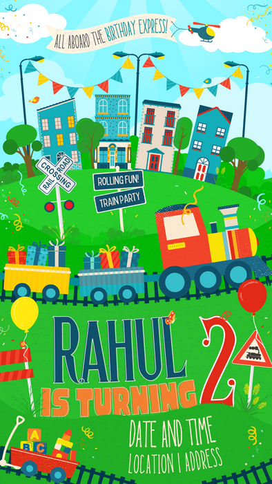 Green Choo Choo Trains Invitation-AATRA001