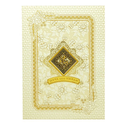 White Gold Floral Invitation Card-King of Cards