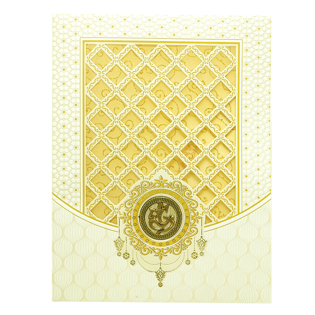 White Laser Cut Design Invitation Card-KNJS2076