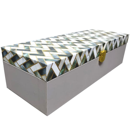 White And Grey Elongated Box Invitation-KBX0201-King of Cards