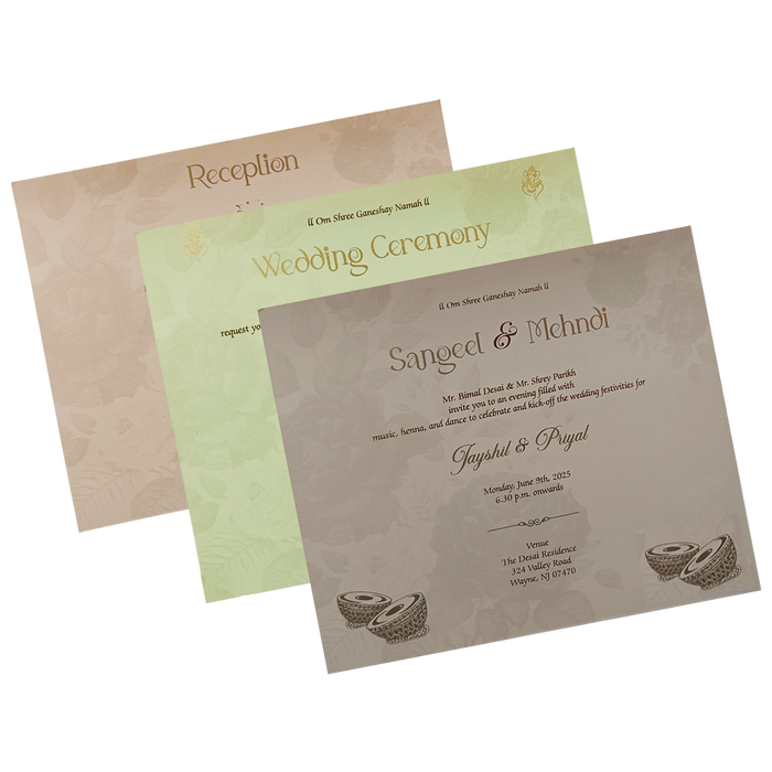 Cream Rose Padded Wedding Card-King of Cards