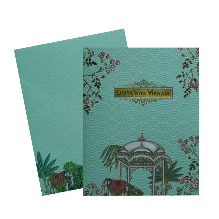 Green Floral Palace Invitation Card-King of Cards