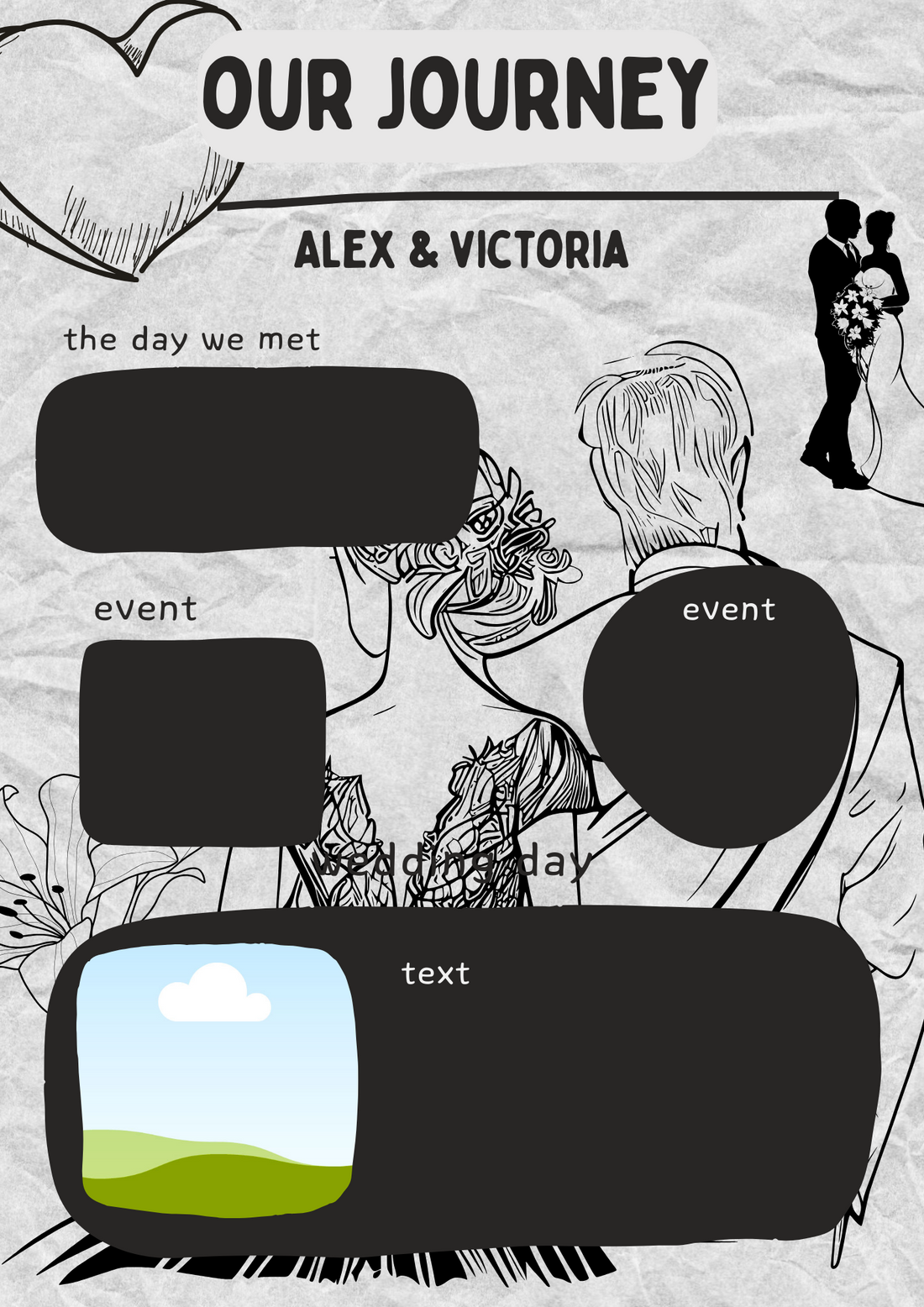 Black And White Digital Art Customised Story Invitation-AACSI003